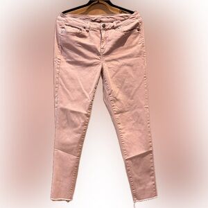 LANE BRYANT PINK Super-Stretch Ankle DUSTY ROSE raw hem jeans, size 12, EUC